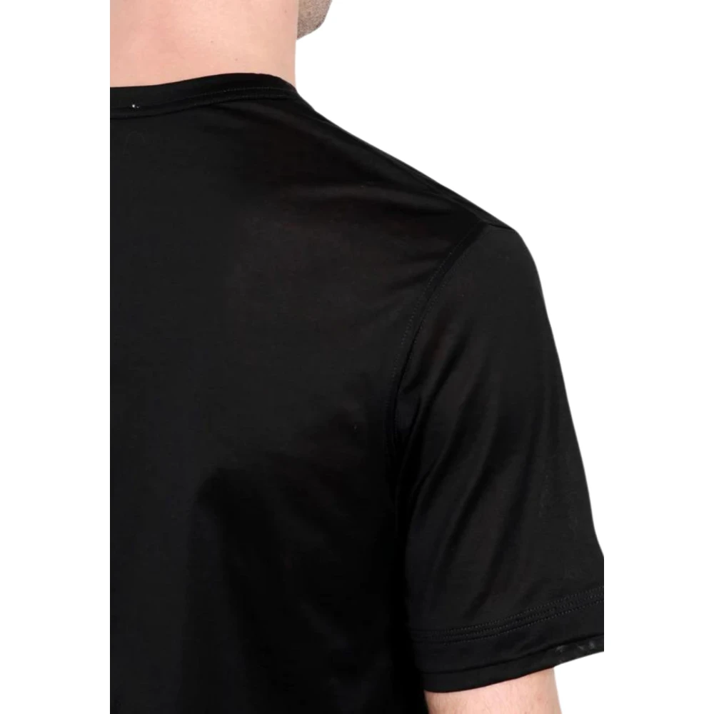 Paolo Pecora Katoenen T-Shirt met ronde hals Black Heren