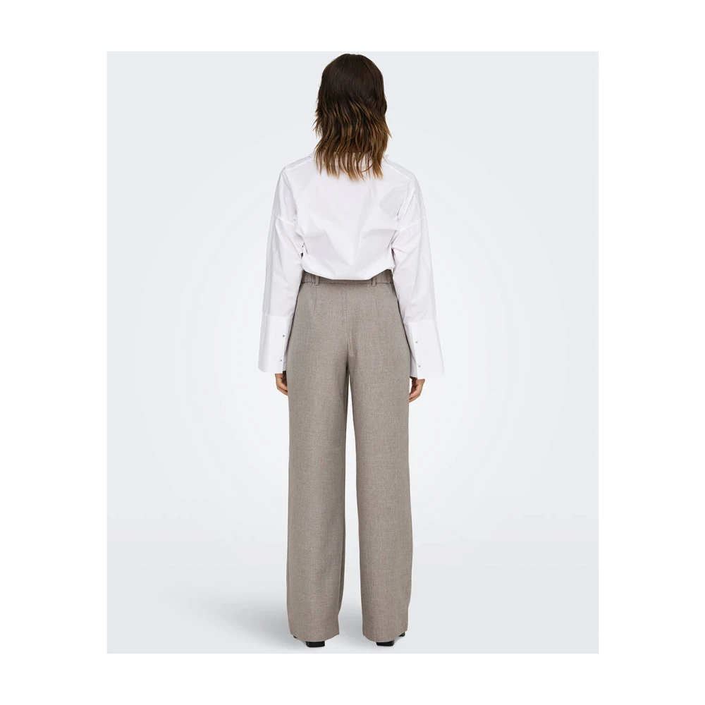 Only Hoge Taille Straight Leg Melange Broek Brown Dames