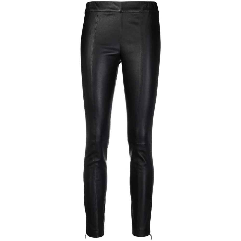 Salvatore Ferragamo Zwarte Leren Broek Black Dames