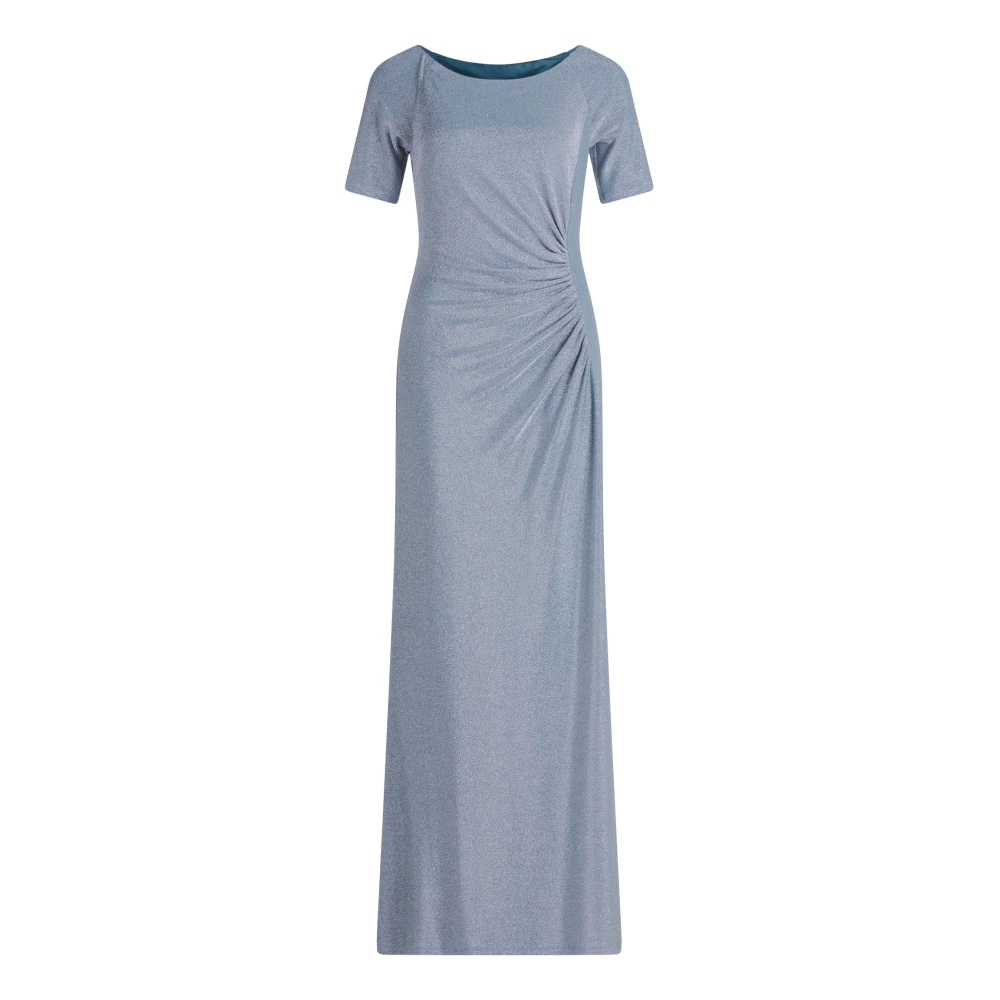 Vera Mont Glitter Avondjurk met Ruches Blue Dames