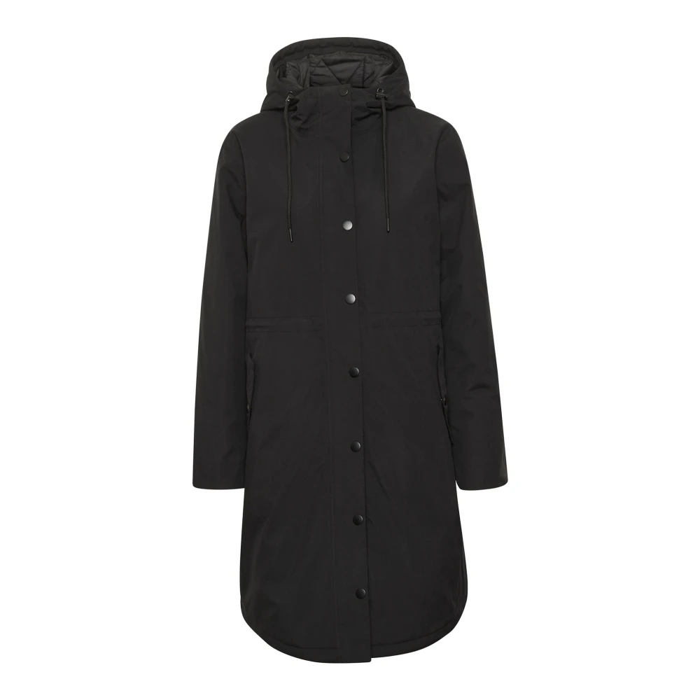 Kaffe Lange Jas Zwart Diep Black Dames