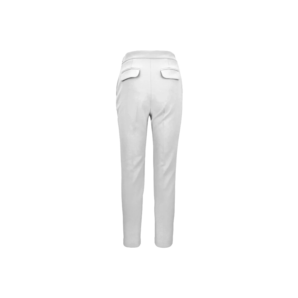 Elisabetta Franchi Gouden Metalen Detail Rits Haak Broek White Dames