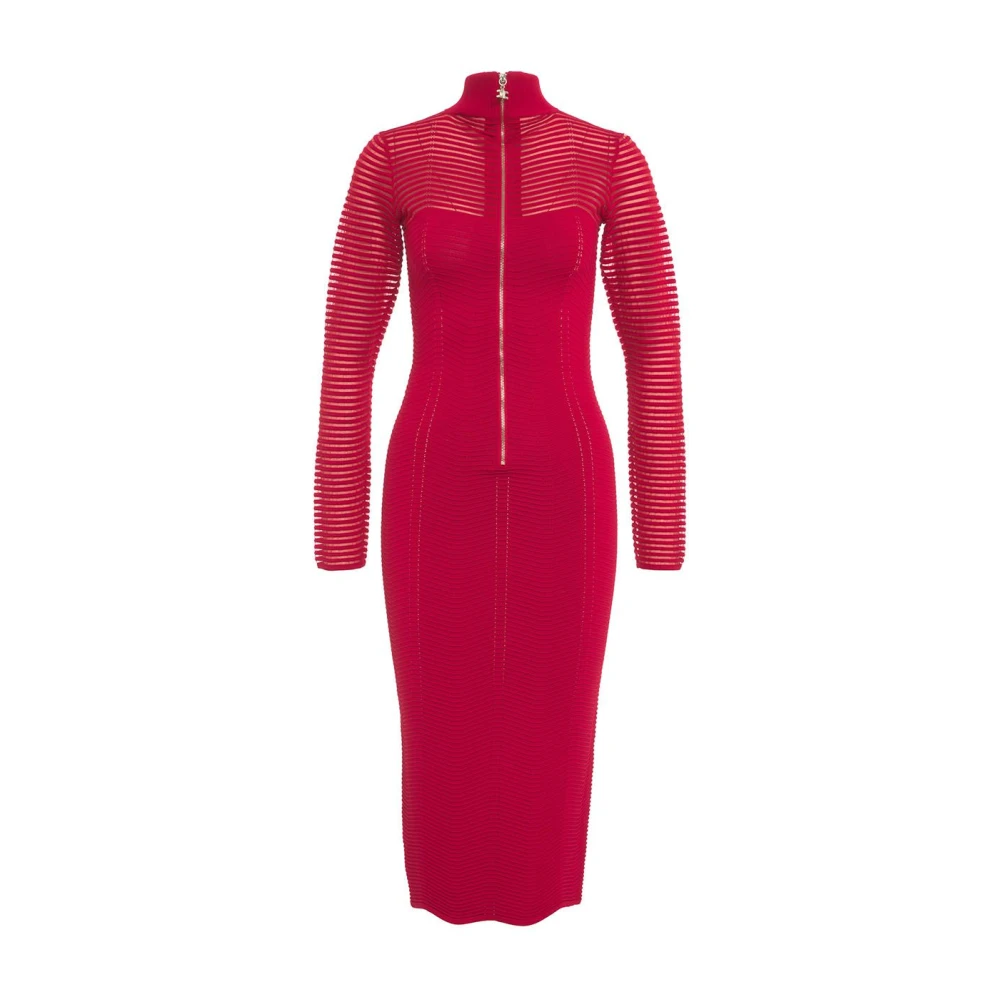 Elisabetta Franchi Viscose jurk met Chevron Motif Red Dames