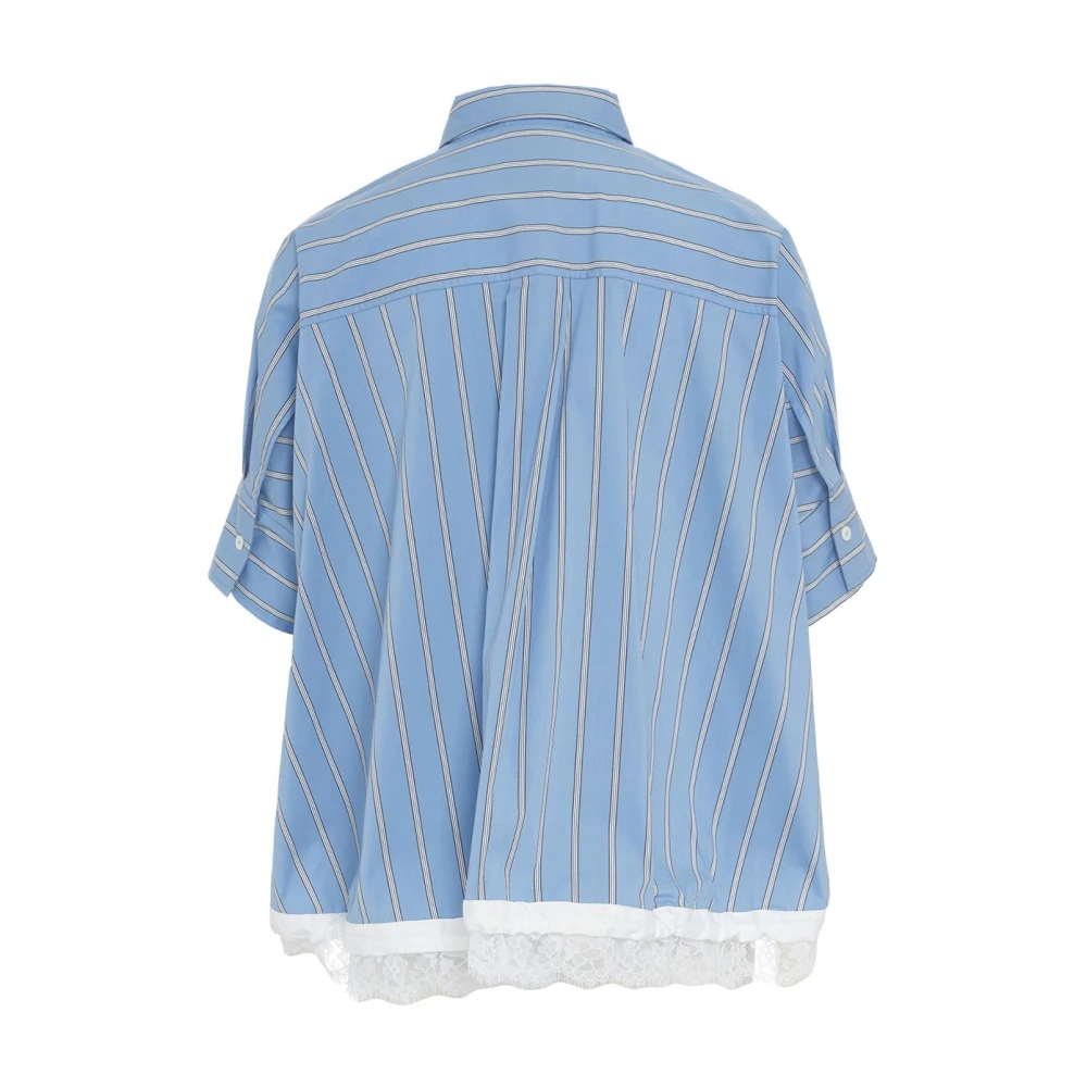 Semicouture Gestreepte Kant Blouse Blauw Blue Dames
