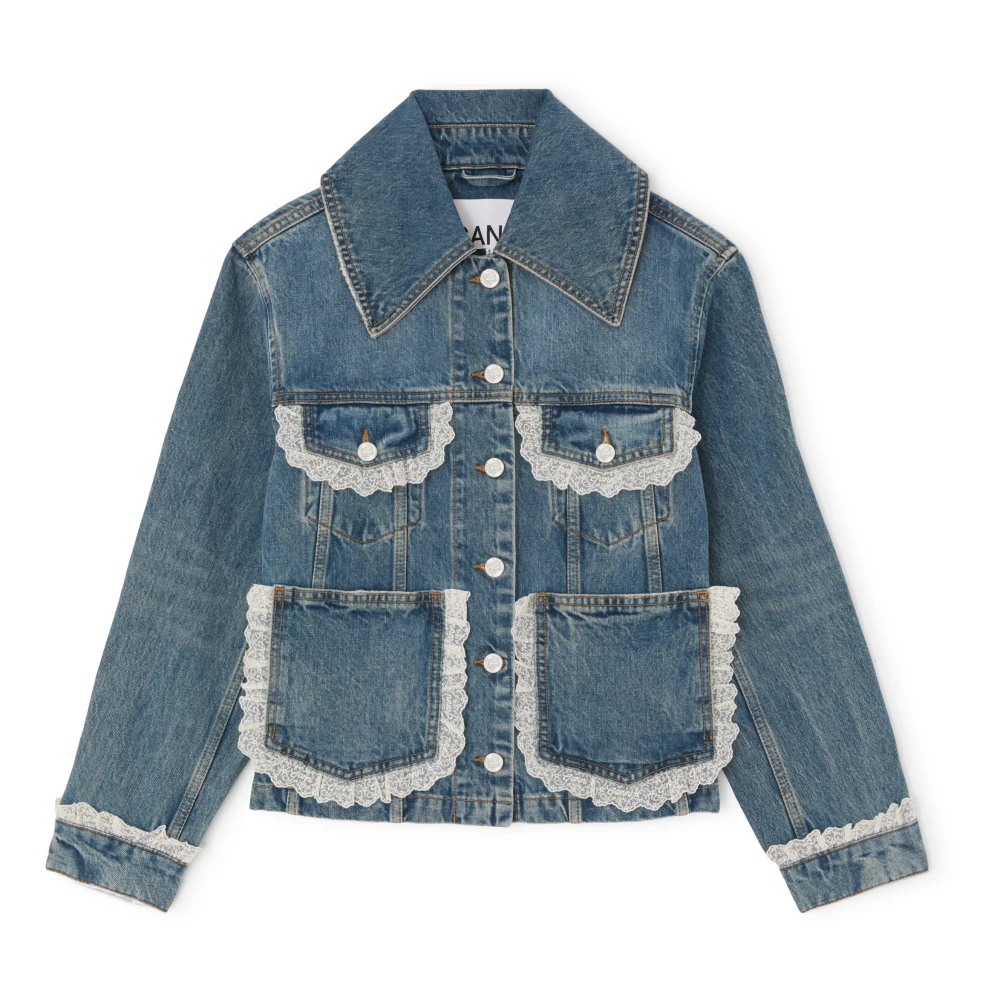 Ganni Denim Jackets, Female, Xs, Denim Jackets Blue