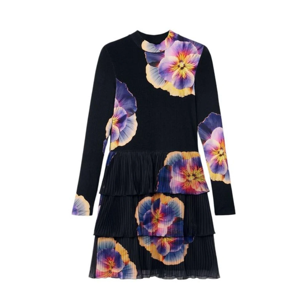 Desigual Elegante Zwarte Viscose Jurk Black Dames
