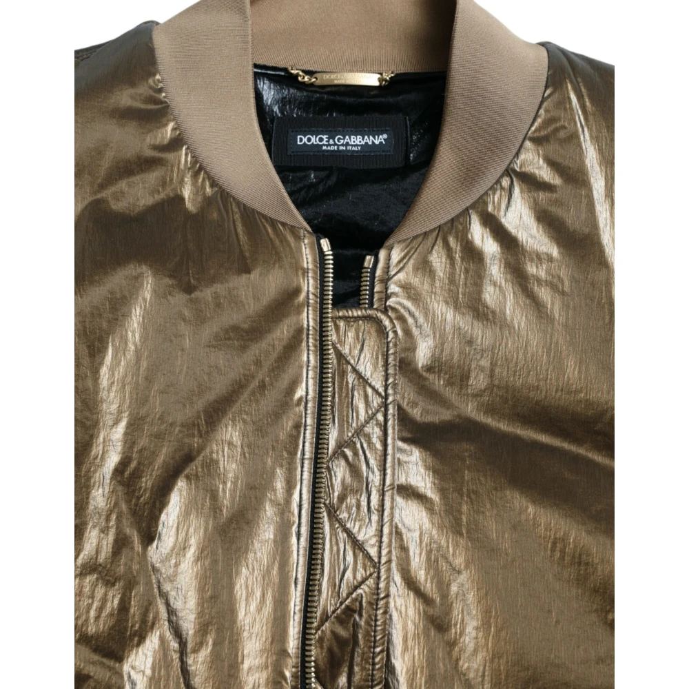 Dolce & Gabbana Elegante Bronzen Bomberjack Brown Heren