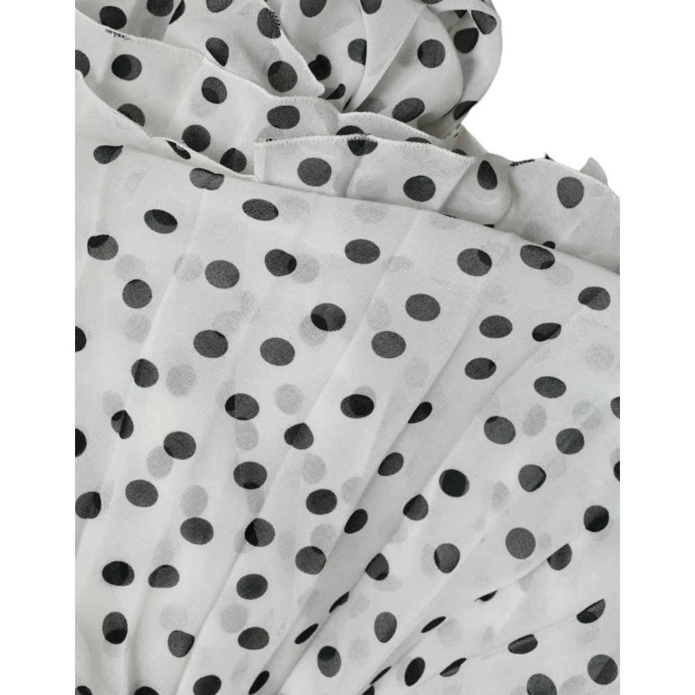 Dolce & Gabbana Polka Dot Maxi Jurk Elegante Stijl White Dames