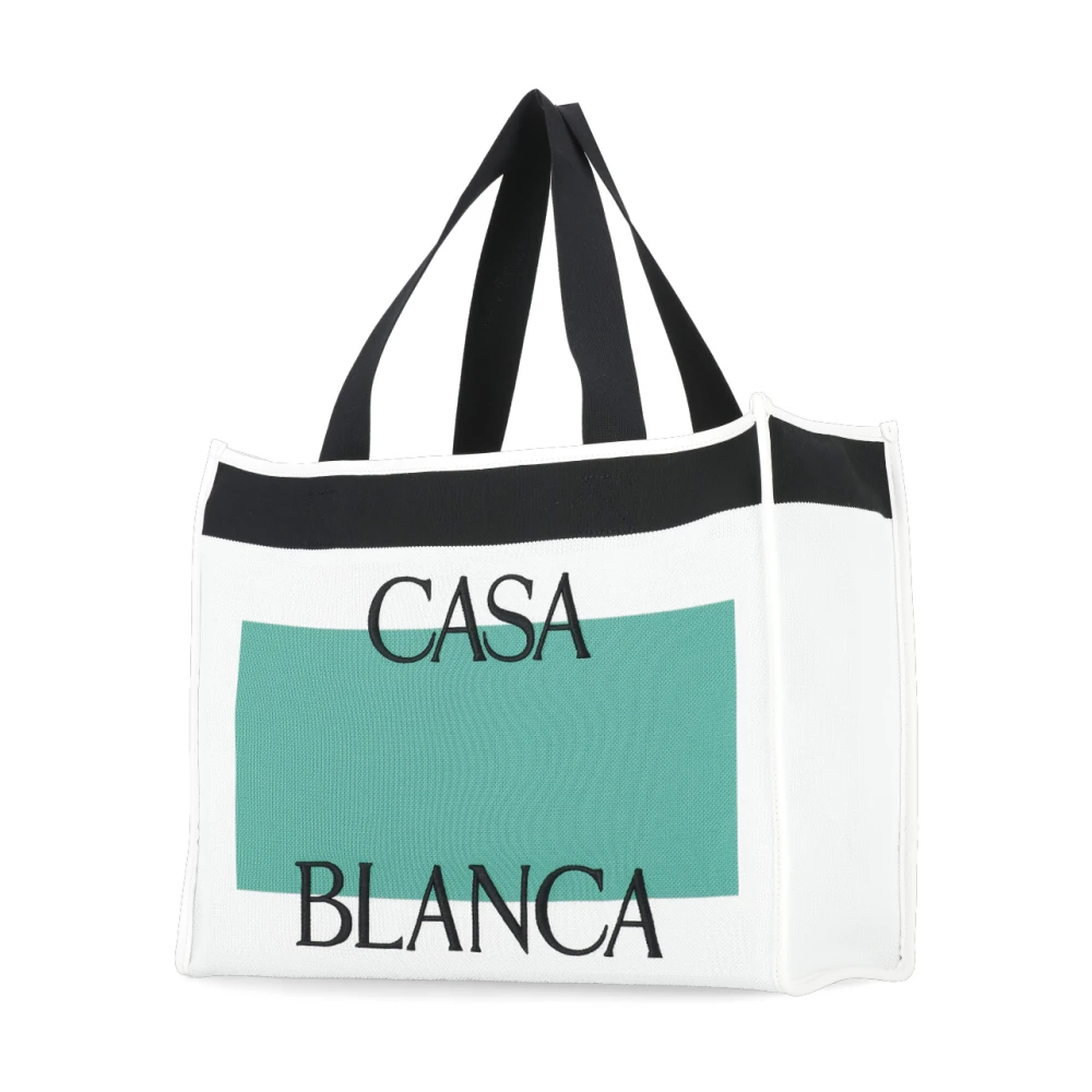 Casablanca Witte Shoppingtas met Contrasterende Handvatten Multicolor Dames