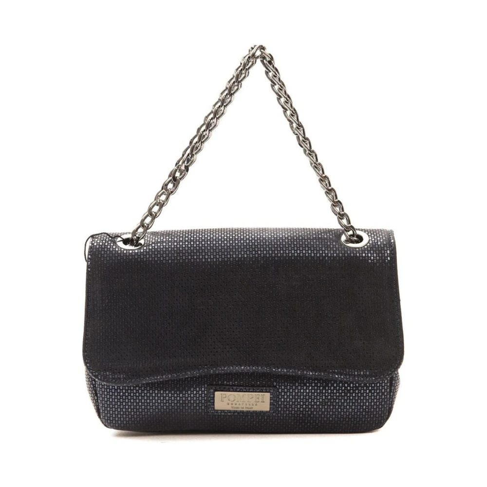 Pompei Donatella Leren Schoudertas met Logovoering Blue Dames