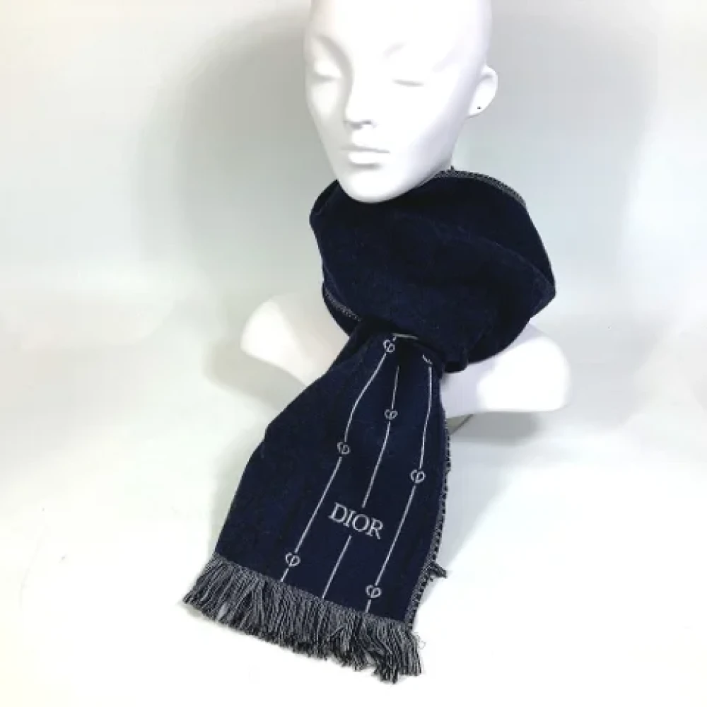 Dior Vintage Pre-owned Wool scarves Blue Dames