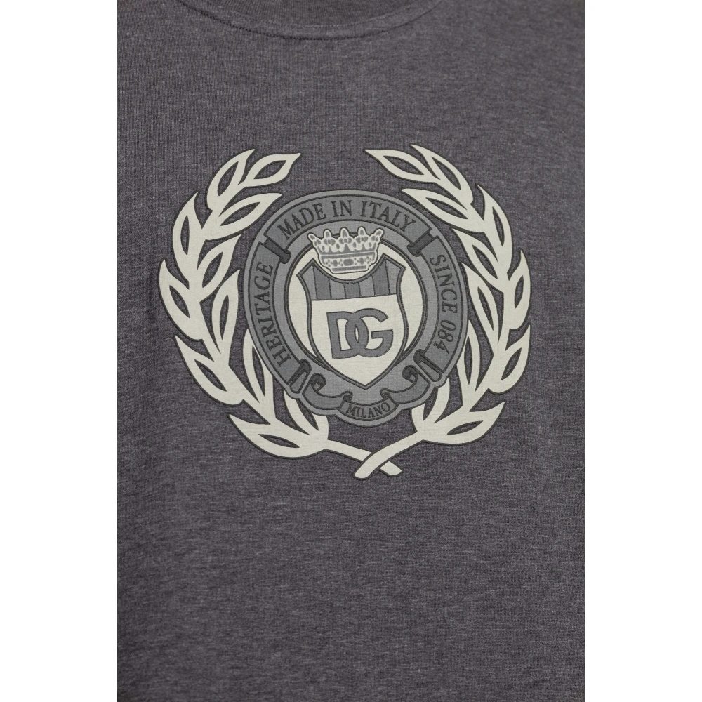 Dolce & Gabbana Bedrukt T-shirt Gray Heren