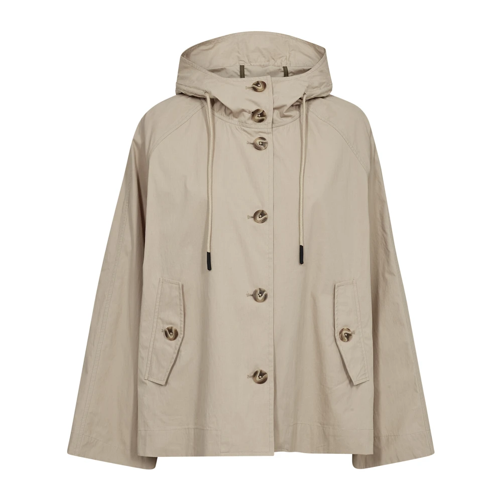 MOS MOSH Korte Veergrijze Jas met Capuchon Gray Dames