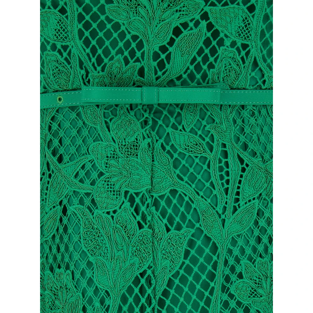 Self Portrait Groene Kant Mouwloze Midi Jurk Green Dames