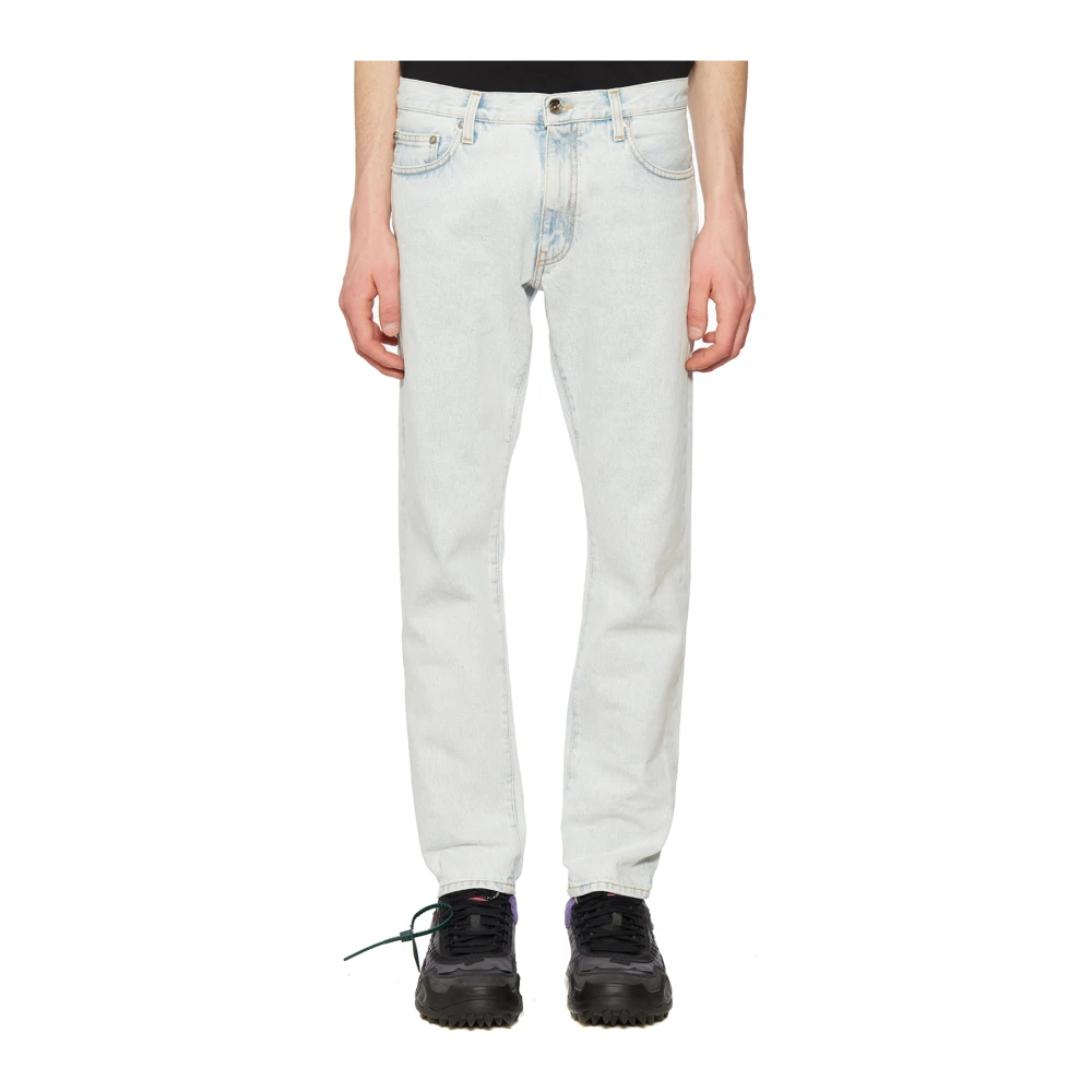 Off White , Straight Fit Jeans, Male, Blue, W34, Jeans Slim In Dim