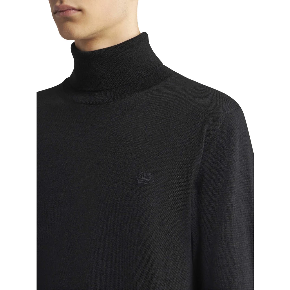 ETRO Zwarte wollen trui met col Black Heren