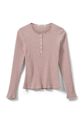 Röd Randig Långärmad T-Shirt