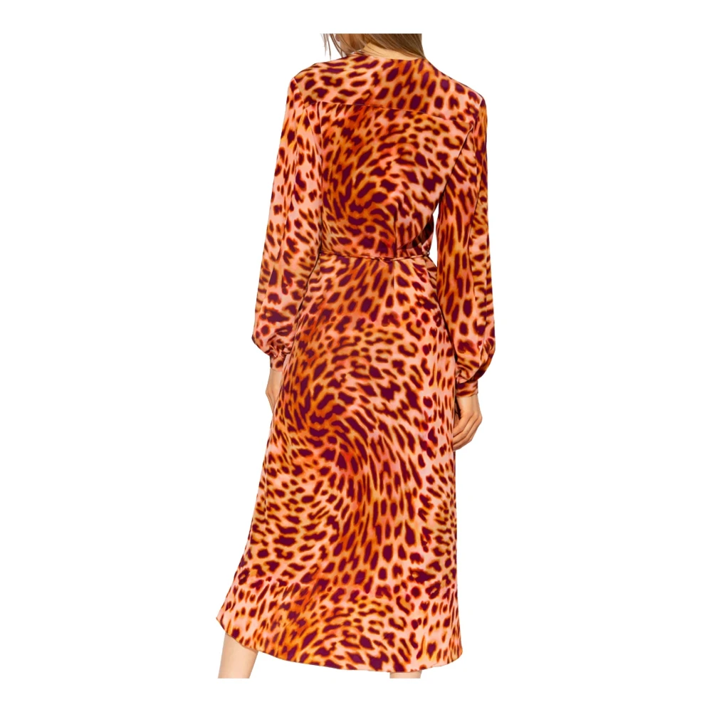 Stella Mccartney Zijden midi-jurk met lange mouwen Multicolor Dames