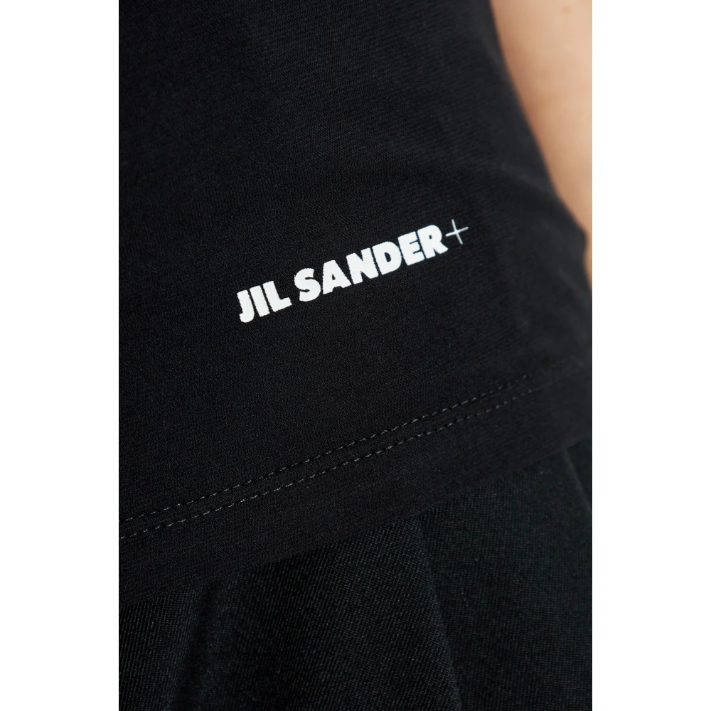 Jil Sander T-shirt met logo Black Dames