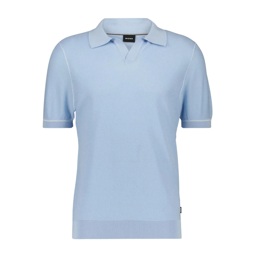 Boss Black Men's Blue Short-Sleeve Knit Polo - Polo Shirts - M - Tops