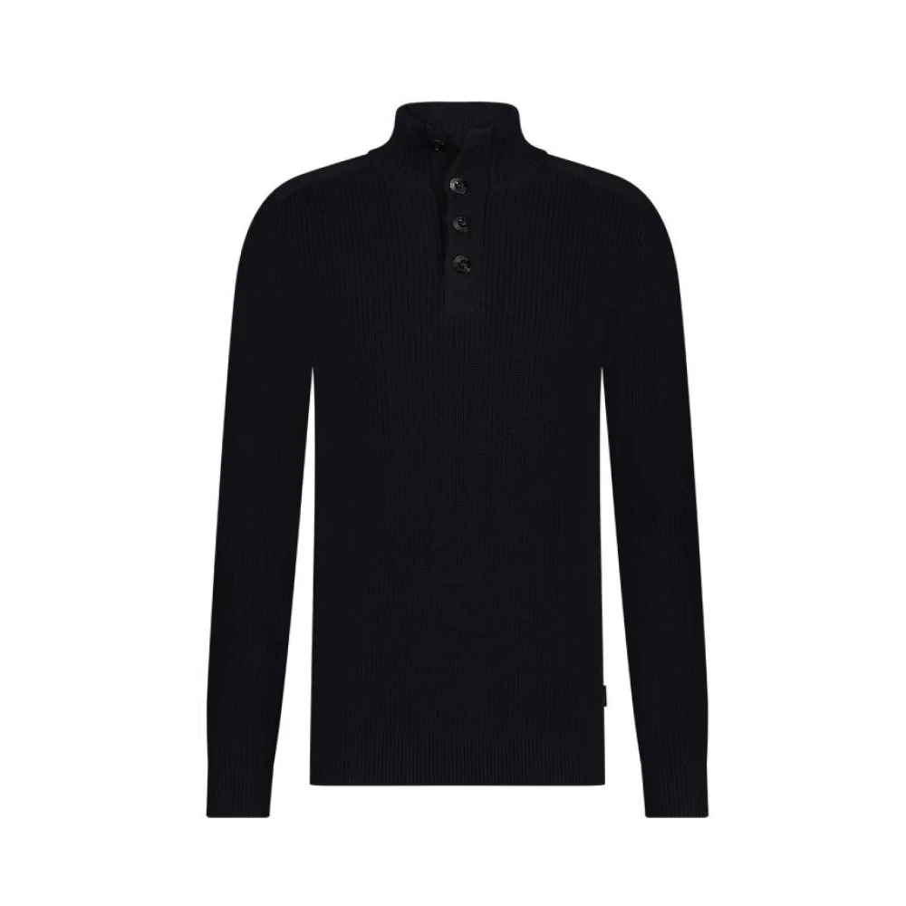 Saint Steve Klassieke Marineblauwe Elegante Herenjas Black Heren