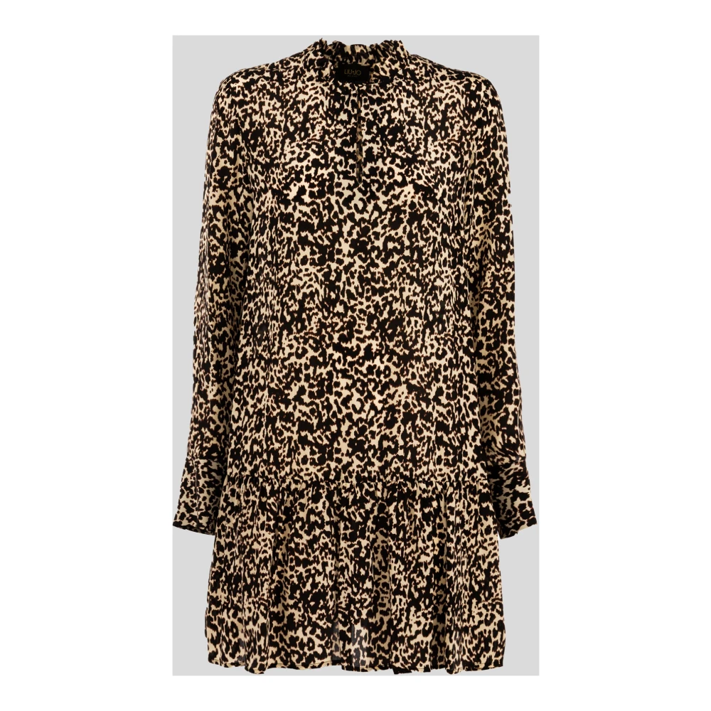 Liu Jo Elegante Korte Jurk Zwart Animalier Multicolor Dames