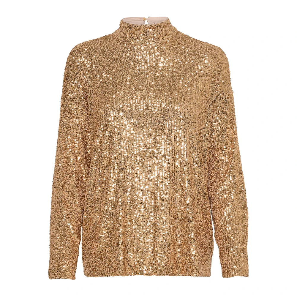 Saint Tropez Gouden Paillet Blouse Reyanasz Stijl Yellow Dames