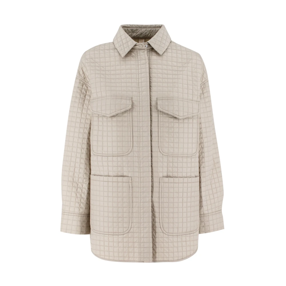 Duno Gewatteerde Oversized Jas met Geometrisch Ontwerp Beige Dames