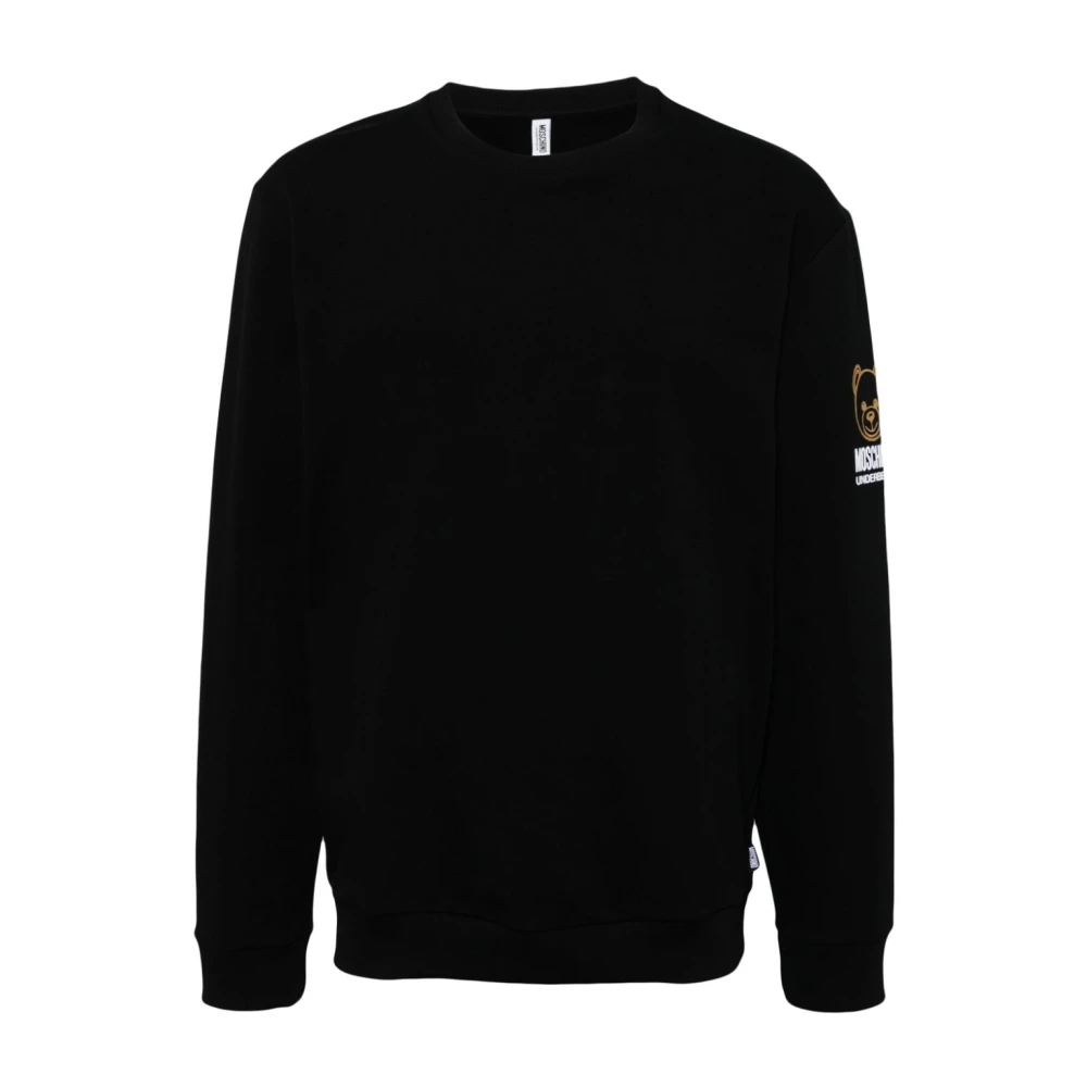 Moschino Zwart Logo Print Crew Neck Sweater Black Heren