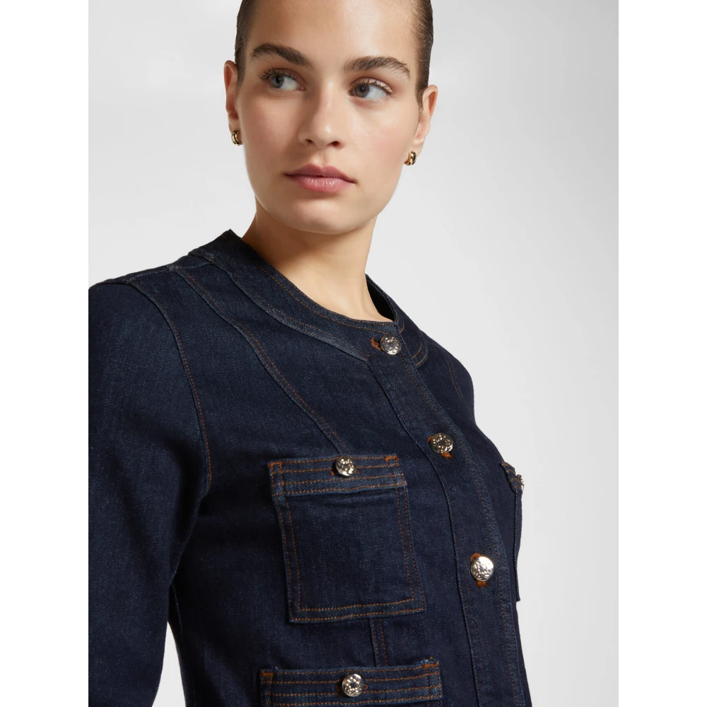 Elena Mirò Denim ronde hals jas Blue Dames