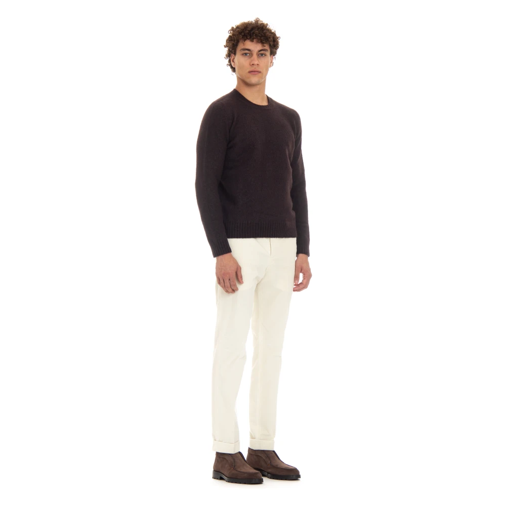 Drumohr Bruine Wol Crewneck Sweater Zachte Touch Brown Heren