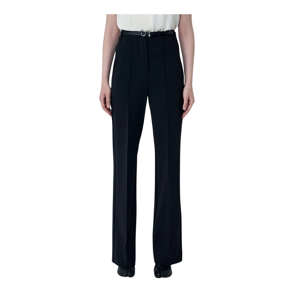 Sportmax Vrouw Zwart Broeken Dames, L, Wol, Getailleerde Wollen Broek