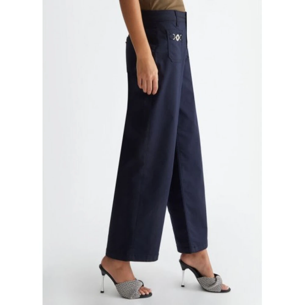 Liu Jo Blauwe Flared Bottom Up Broek Blue Dames