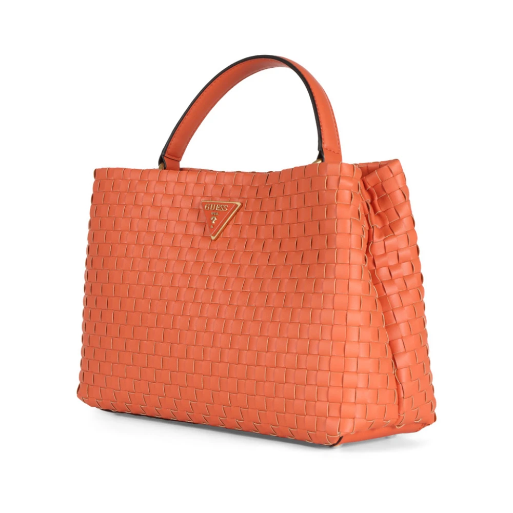 Guess Geweven Eco-Leren Handtas Lisbet Orange Dames