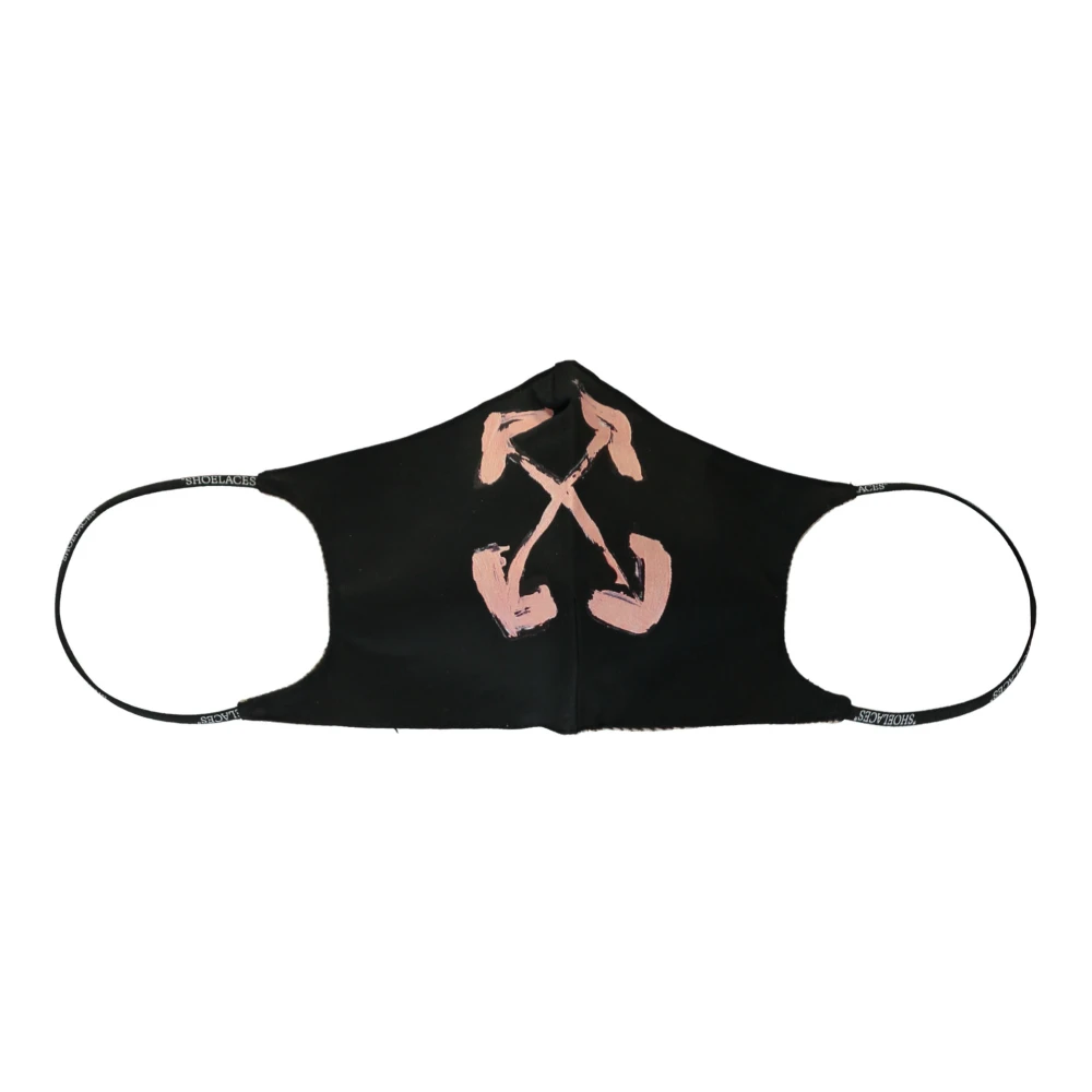 Off White Logo Print Katoenen Masker Black Dames