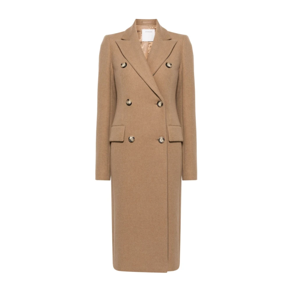 Sportmax Women's Brown Double-Breasted Coats, Xs, Wool Double-Breasted Coat