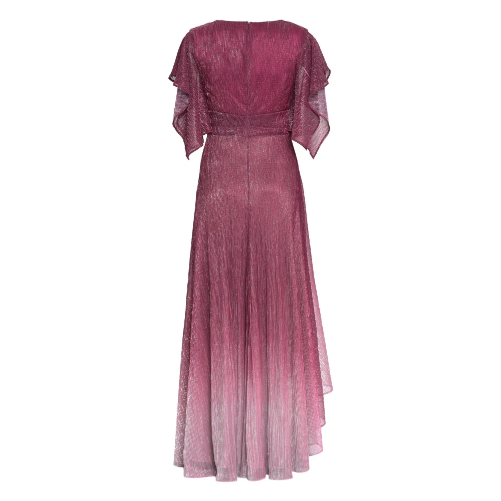 Talbot Runhof Gedrapeerde Lurex Jurk met Voorknoop Purple Dames