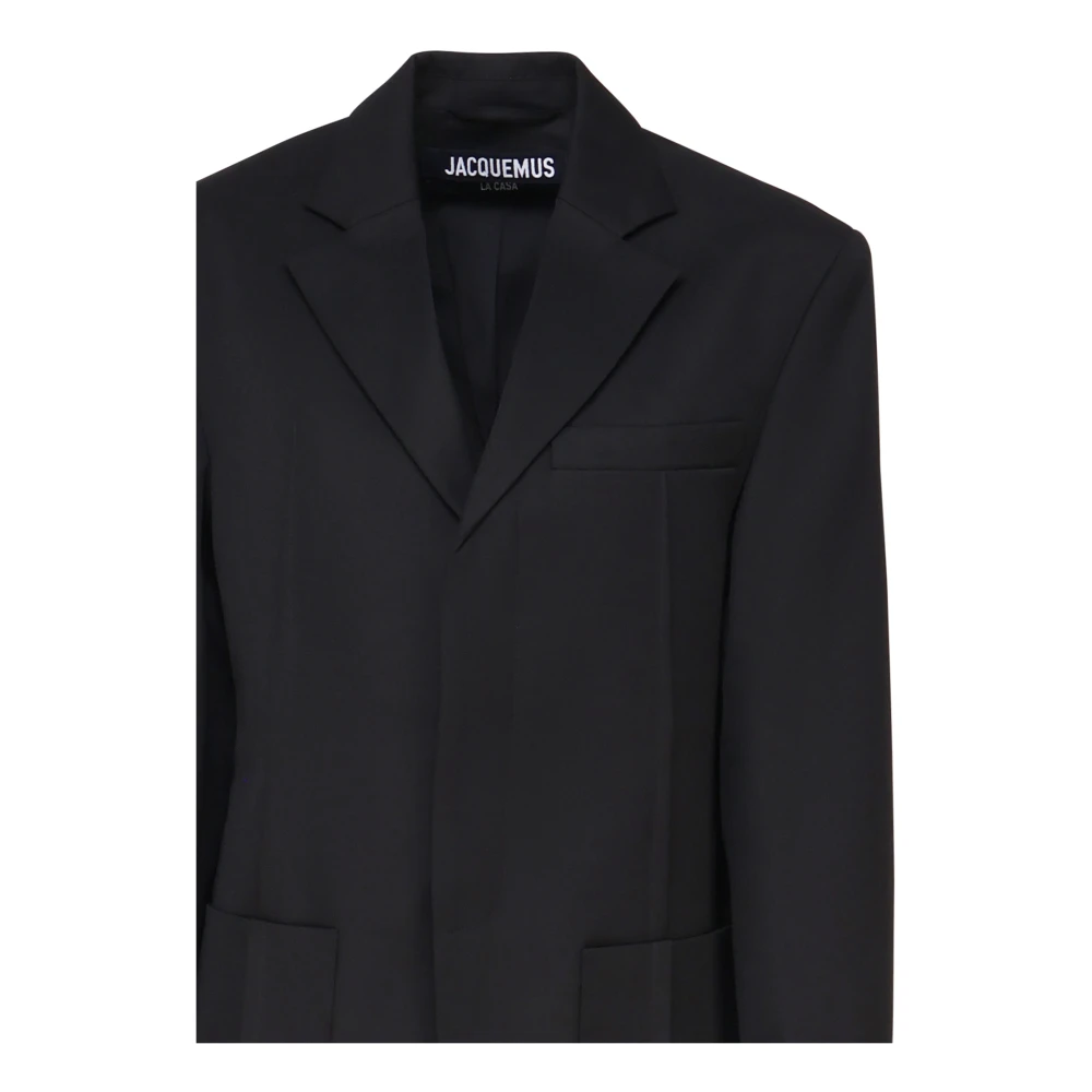 Jacquemus Zwarte Wollen Jas Klassieke Stijl Black Dames