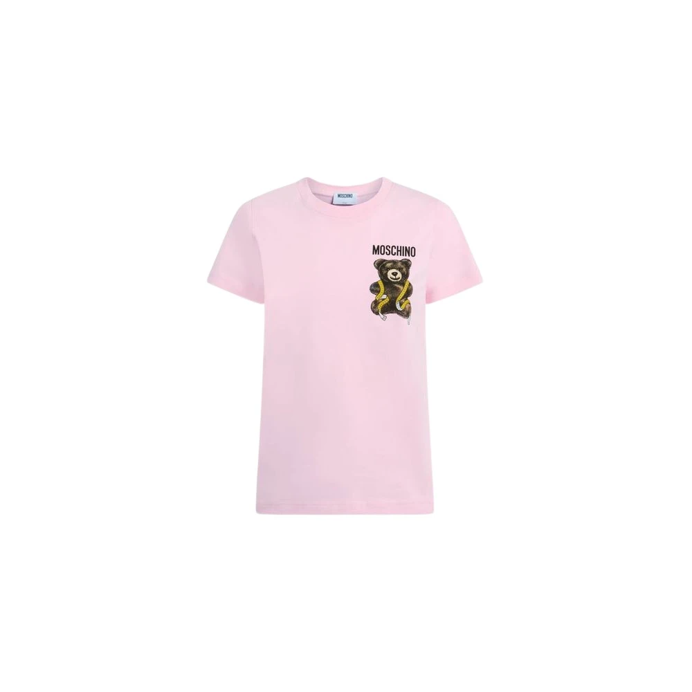 Moschino Pink T-Shirts, Female, 2XL, Teddy Bear Cotton Jersey T-Shirt