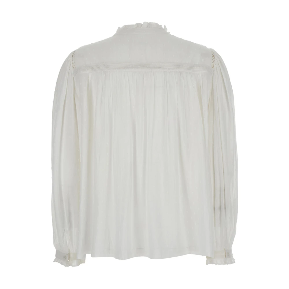 BA&SH Witte blouse met ruches en knopen aan de voorkant White Dames