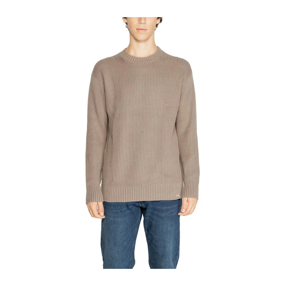 Calvin Klein Jeans Bruine Katoenen Gebreide Trui Heren Brown Heren
