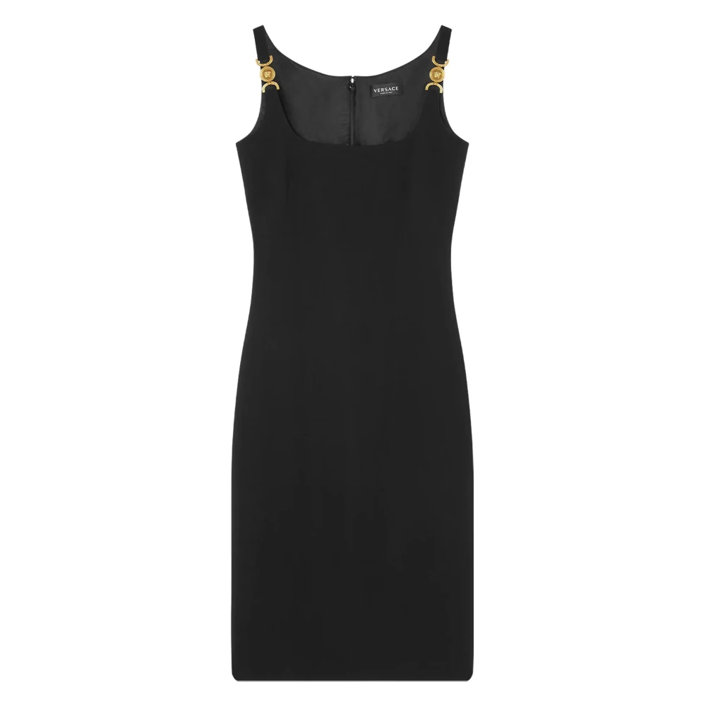 Versace Elegante Zwarte Jurk Black Dames
