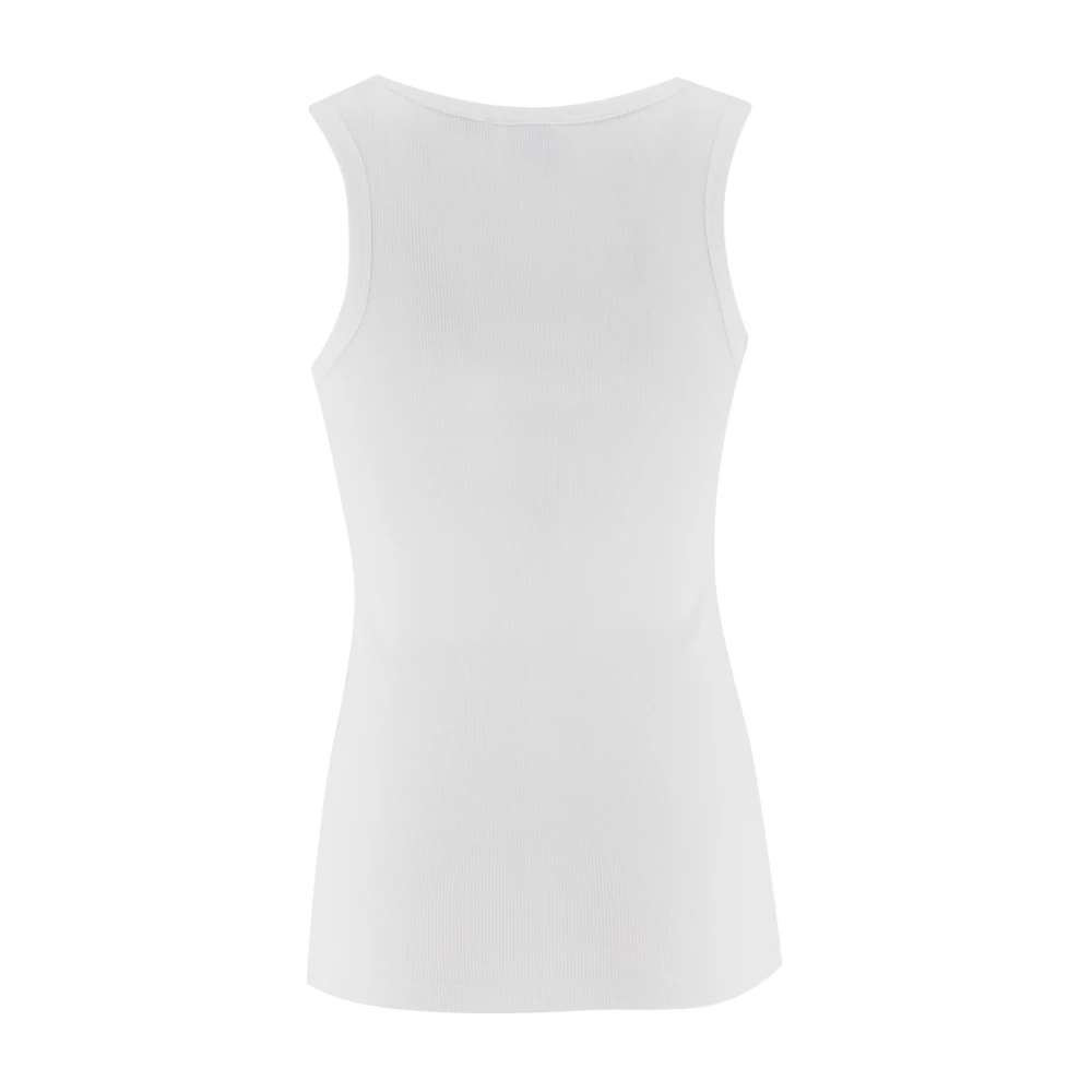 pinko Geribbelde tanktop met Love Birds borduurwerk White Dames