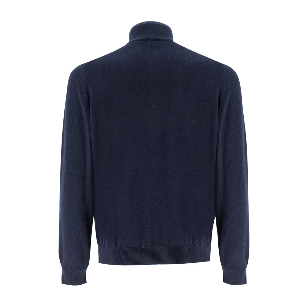 Fedeli Italiaanse Slim Fit Geknoopte Jumper Blue Heren