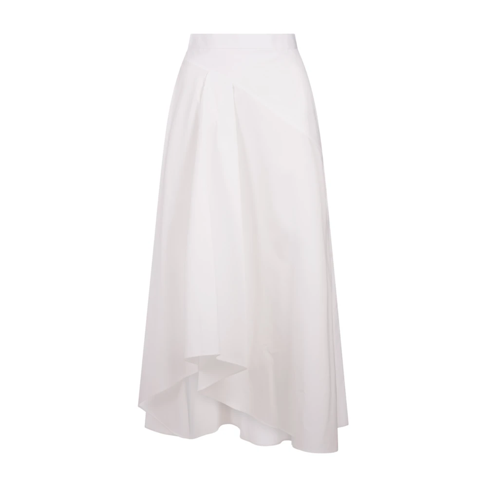 Alexander mcqueen Witte Katoenen Poplin Midi Rok White Dames