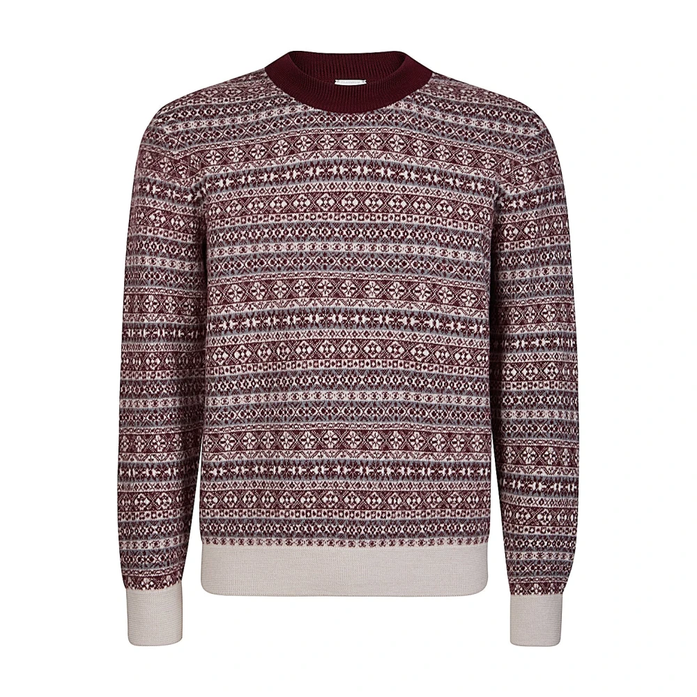 Eleventy Mannelijk Multicolor Jacquard Wol Ronde Hals Sweater