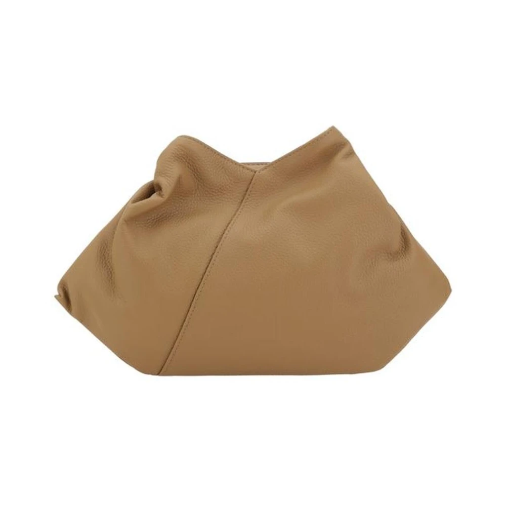 MM6 Maison Margiela Gestructureerde leren handtas met bovenhandvat Brown Dames