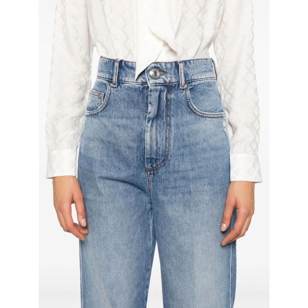 SPORTMAX Hoge Taille Blauwe Jeans Klassiek Ontwerp Blue Dames