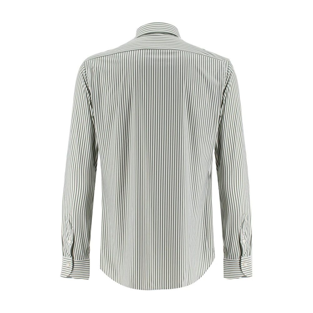 Xacus Sportief Gestreept Overhemd met Franse Kraag Green Heren