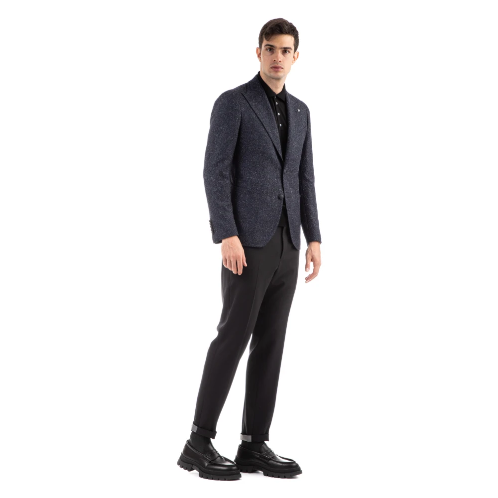 Tagliatore Blauwe Jackets met Maxi Revers Blue Heren